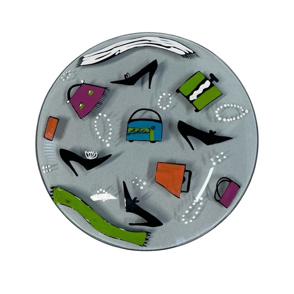 LOLITA Shopping Spree Collection Hand-painted Glass Fashion Plate 8" X 8" - Picture 10 of 15